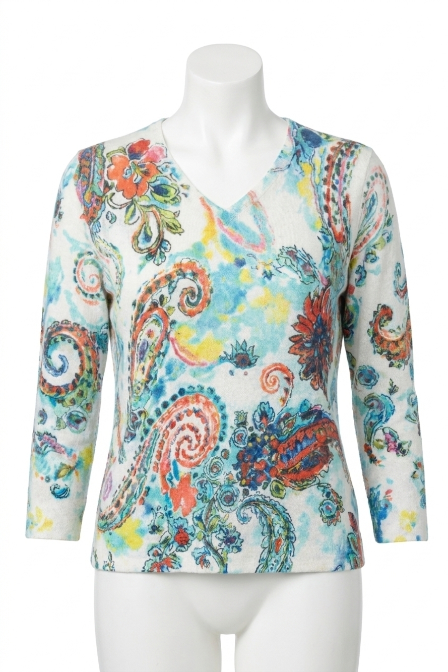 NEW J'ENVIE/ELI montreux paisley top in as shown